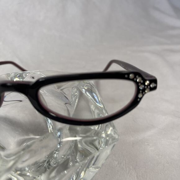 Ellen Tracy Cat Eye Eyeglasses Rhinestone 2x Mag Readers - Picture 2 of 4